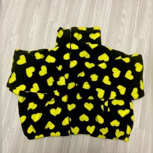 Lime Heart Print Sherpa Fleece